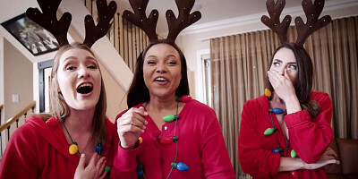 Dani Damzel, Aria Kai and Adrian Maya give blowjob