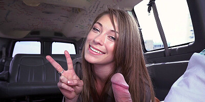 Kirsten Lee sucking stranger's dick in the Bang Bus