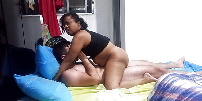 Brand new white guy enters the room of the big ass brunette and gives her a fuck