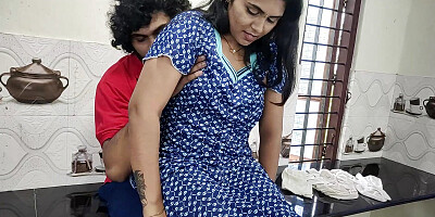 Kitchen nighty romance with sex by Vaishnavy and Sharun Raj, Mallu couple nighty sex, Kitchen sex romance, Mallu sex in kitchen