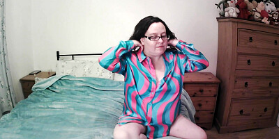 With big breasts under silk shirt