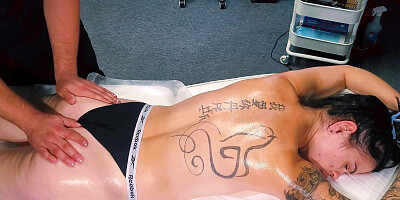 The KINKY masseur pushes the limits of the massage, gives her a toy and puts his penis in her mouth