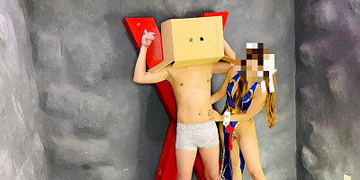 S woman',s Halloween Chun-Li cosplay, tying up submissive men, and teasing them with her thighs and hoot job.