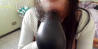 Perverted stepdad gives his stepdaughter an ass expander and asks her to use it on a hot video call