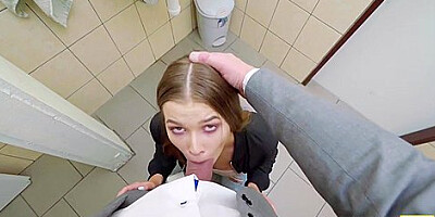 Steve Q And Olivia Sparkle In Restroom Service