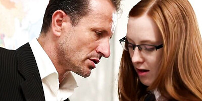 Redhead with nice shaved pussy Linda Sweet fucked in the missionary pose