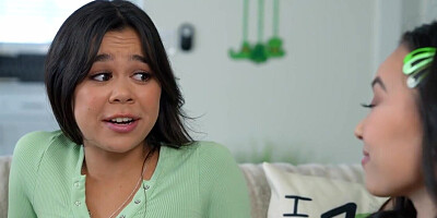 Stepsister and her Asian bestie ready to both get fucked