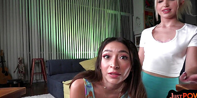 21yo amateur petite gals 3way POV fucked while talking dirty