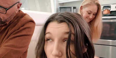Tight bodied teen gets fucked by a blonde big boob momma