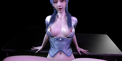 3D cute Asian slut with sexy lingerie show her hairy pussy and fingering herself