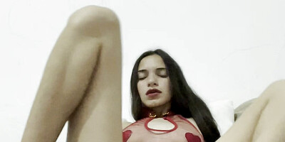 Latina babe gives blowjob and rides dildo while moaning - Halloween