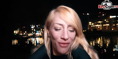 german amateur fitness muscle tattoo blonde at public pick up casting