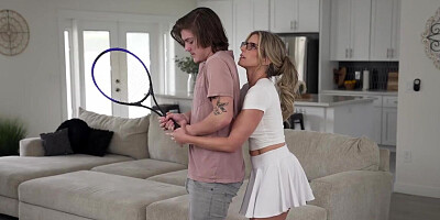 Preppy stepmom lets him pound her wonderful pussy too