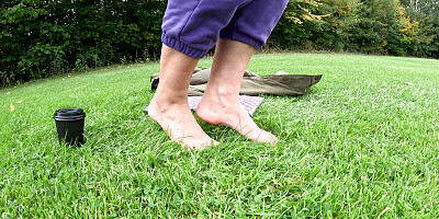 Girl in white socks outdoor feet worship