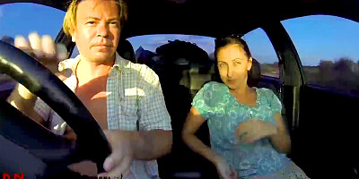 Young slut is hitchhiking. Domination in car. Blowjob and fucking in car. S2