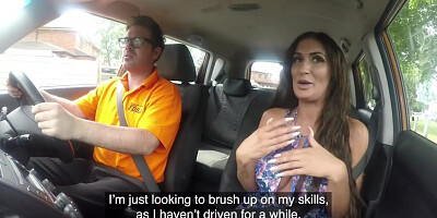 Bombshell MILF drilled by car instructor in POV car fuck