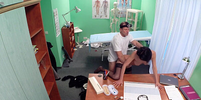 Celine in Doctor makes sure patient is well checked over - FakeHospital