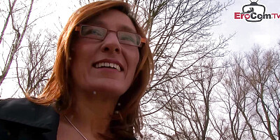 German old housewife approached on the street for sex casting