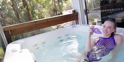 Naughty teen girl toys her ass in a bathtub