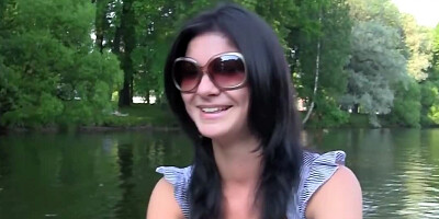 Brunette Russian girl takes money and gets stripped for guy