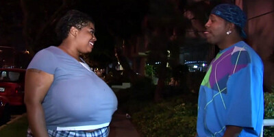 Ebony SSBBW Sucks on Huge Black Dong - Plumperd