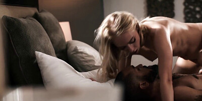Hung black man fucks a ravishing blonde in the bedroom