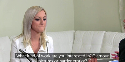 Casting babe pussy toyed by lesbian agent