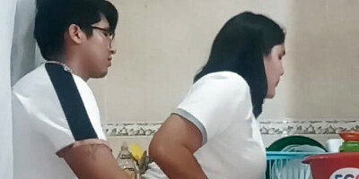 Maid Fucked When Washing Dishes During Work Hours