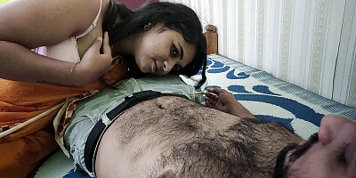 Vaishnavy dominating Sharun Raj and saree removal boobs press chest suck hot romance with hot cleavage show, Saree hot cleavage