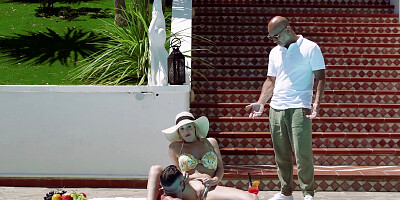 Threesome with busty Marica Chanelle taking it in the ass