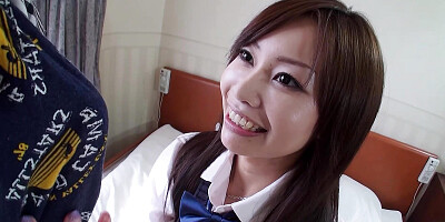 Hairy Japanese Teen seduce to uncensored JAV POV Creampie Fuck by Old Guy