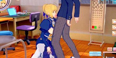 [Hentai Game Koikatsu! ]Have sex with Fate Big tits Artoria Pendragon.3DCG Erotic Anime Video.