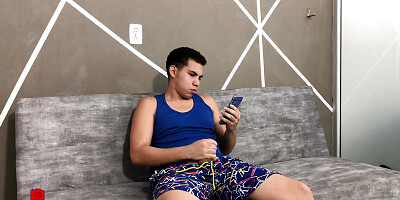 Stepmom finds me masturbating in the living room and helps me cum - porn in spanish