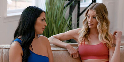 DILF talks to a blonde and a brunette before fucking one