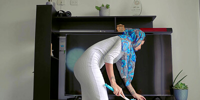 Muslim cleaning lady caught me jerking off and let me fuck her hard