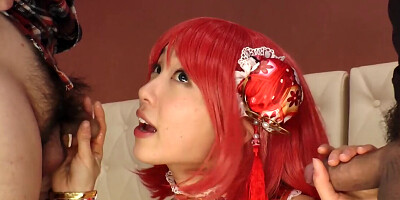 Satomi gives her fans an intense blowbang experience