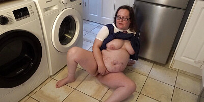 Naughty Wife in Collage Uniform Playing with Shaven Pussy