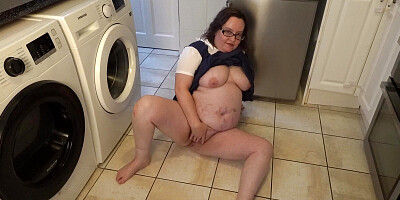 Naughty Wife in Collage Uniform Playing with Shaven Pussy