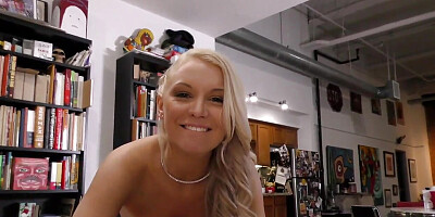 Deepthroat busty MILF in lingerie POV sucks cock of her man