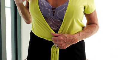 Our oldest GILF ever returns so show off her tits and finger