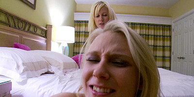 Two blonde girlfriends are playing with their wonderful sex toy