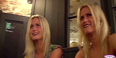 Two Stunning Blonde Girls Are Getting Their Pink Tacos Boinked In A Bar