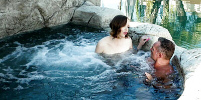 DEVILS FILM - Cute Teen Girl Aliya Brynn Deepthroats And Fucks Older Man',s Cock In The Pool