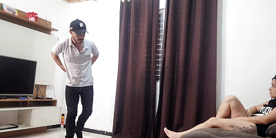 technician catches housewife masturbating while he makes repairs