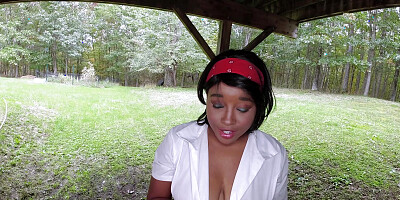 4K- Nina Rivera sucks her teachers dick in his backyard to pass her class