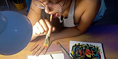 A beautiful arts student who likes my brushes and my cock