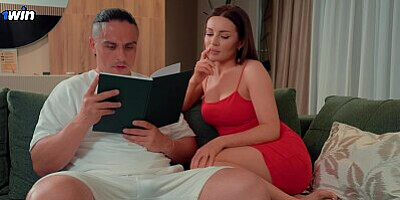 I watched my horny stepmom read a romance novel and touch her wet pussy, but got caught