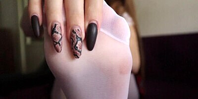 SCHOOLGIRL IN WHITE TIGHTS AND MINI SKIRT MASTURBATES PUSSY WITH A VIBRATOR