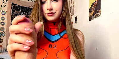 Asuka Langley Evangelion jerks dick and fucks a lucky guy - YourSofia