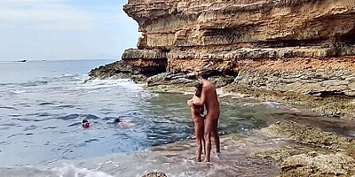 Divers Watching Us Fuck At The Beach Give Us Some Help